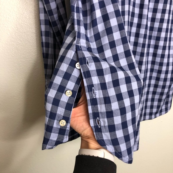 Talbots Gingham Popover Tunic Button Side Blouse - Picture 4 of 16